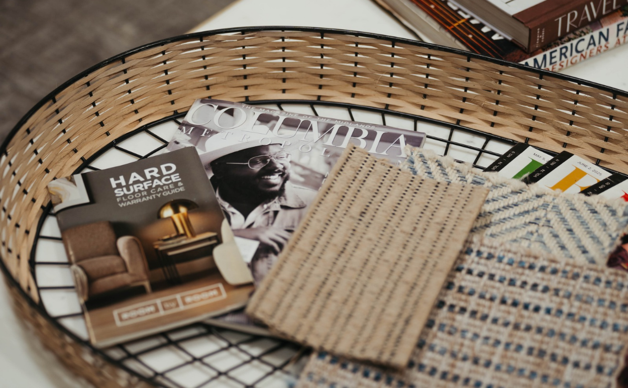 Interior design consultation materials at Carpet One in West Columbia and Columbia, SC